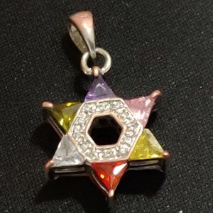 Sterling Silver Jewish Star of David PENDANT GEMS